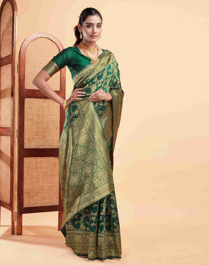Voluminous Green Banarasi Silk Saree