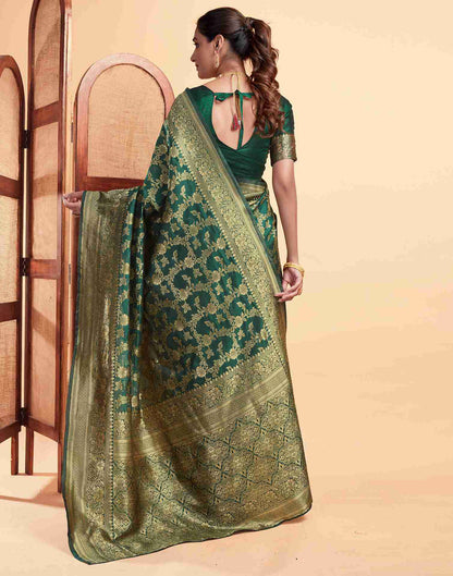 Voluminous Green Banarasi Silk Saree