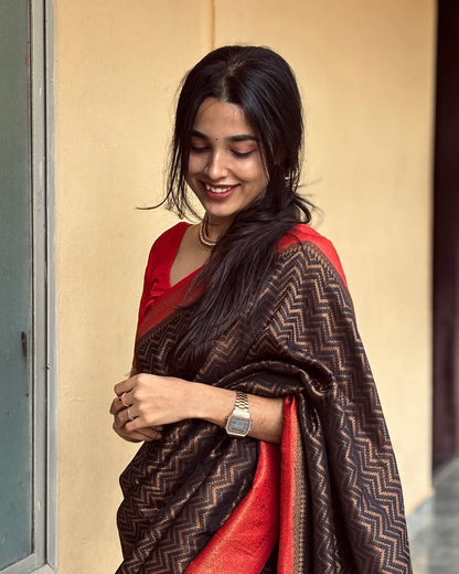 Aphotic Black Banarasi Silk Saree