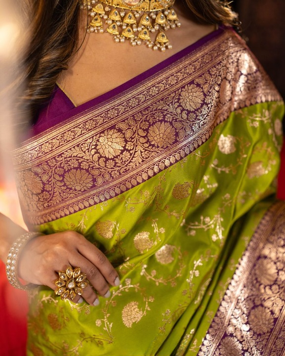 Beryl Green Woven Banarasi Saree