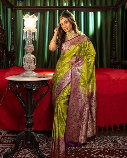Beryl Green Woven Banarasi Saree