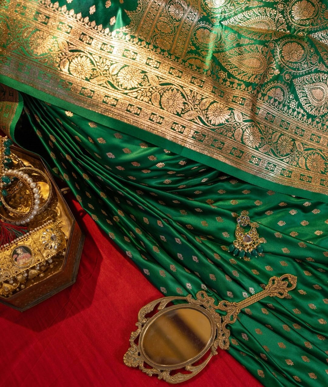 Aquamarine Green Woven Banarasi Saree