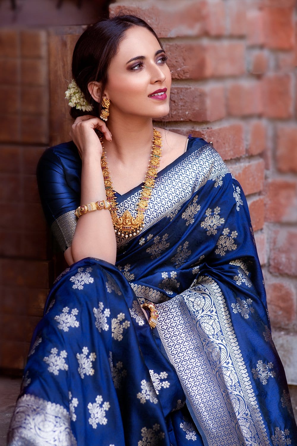 Aquamarine Blue Banarasi Silk Saree