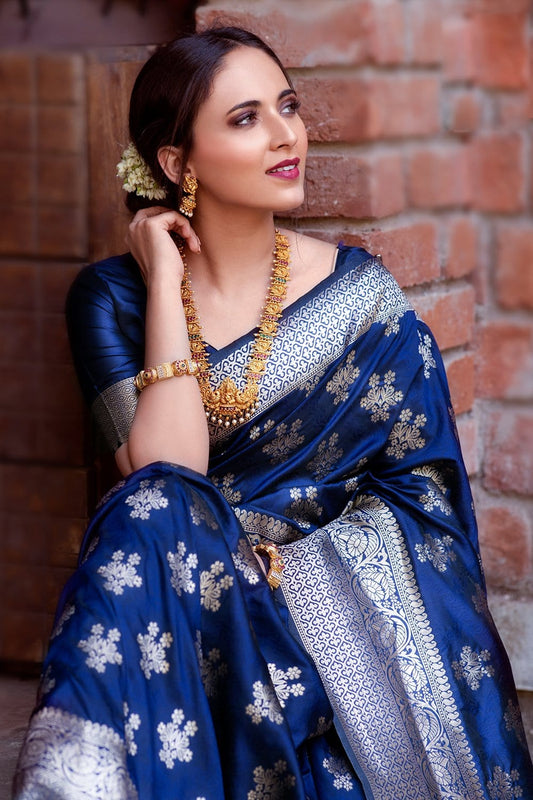 Aquamarine Blue Banarasi Silk Saree