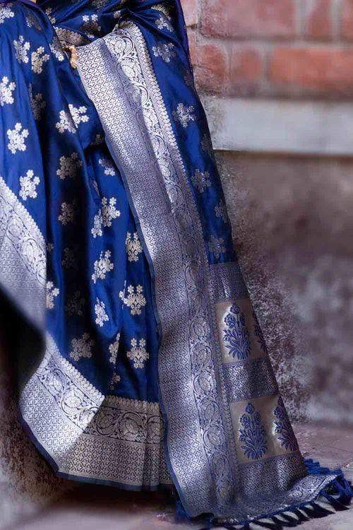 Aquamarine Blue Banarasi Silk Saree