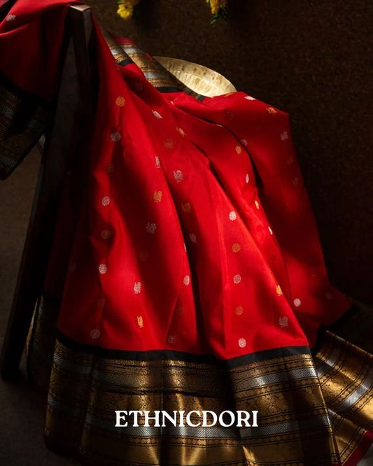 Cardinal Red Woven Banarasi Saree