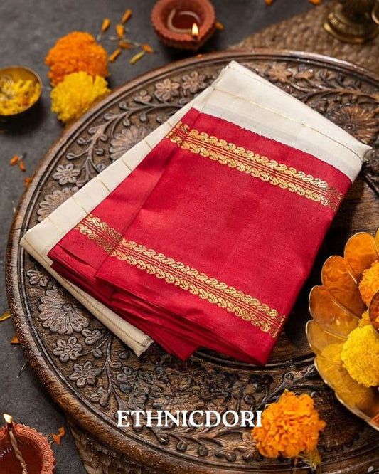 Creamy White Woven Banarasi Saree