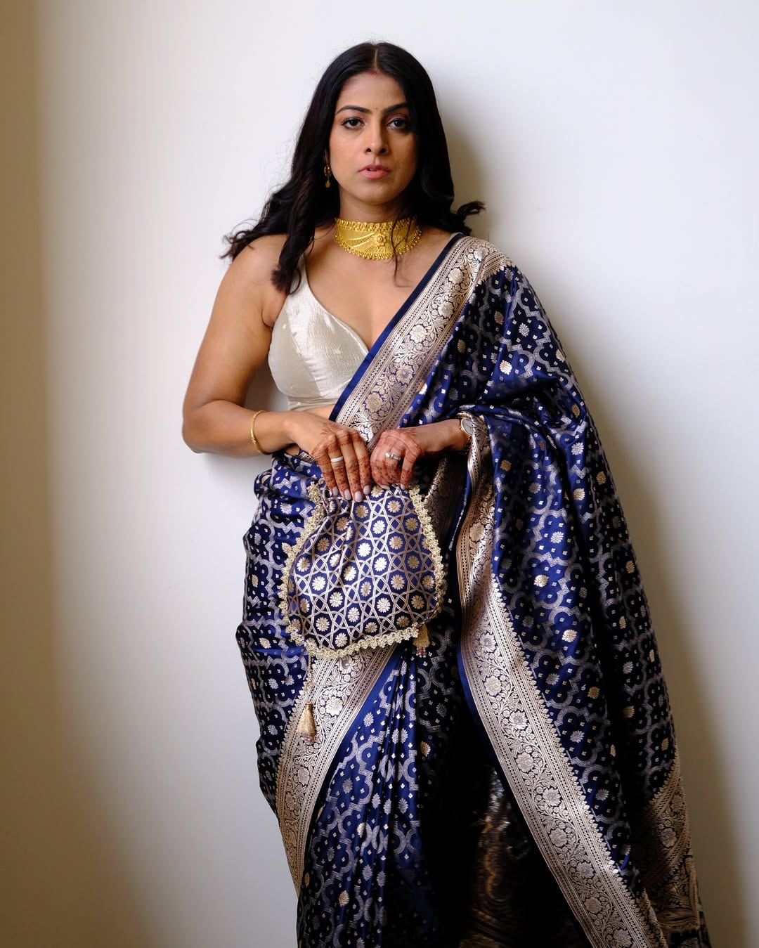 Cerulean Blue Woven Banarasi Saree