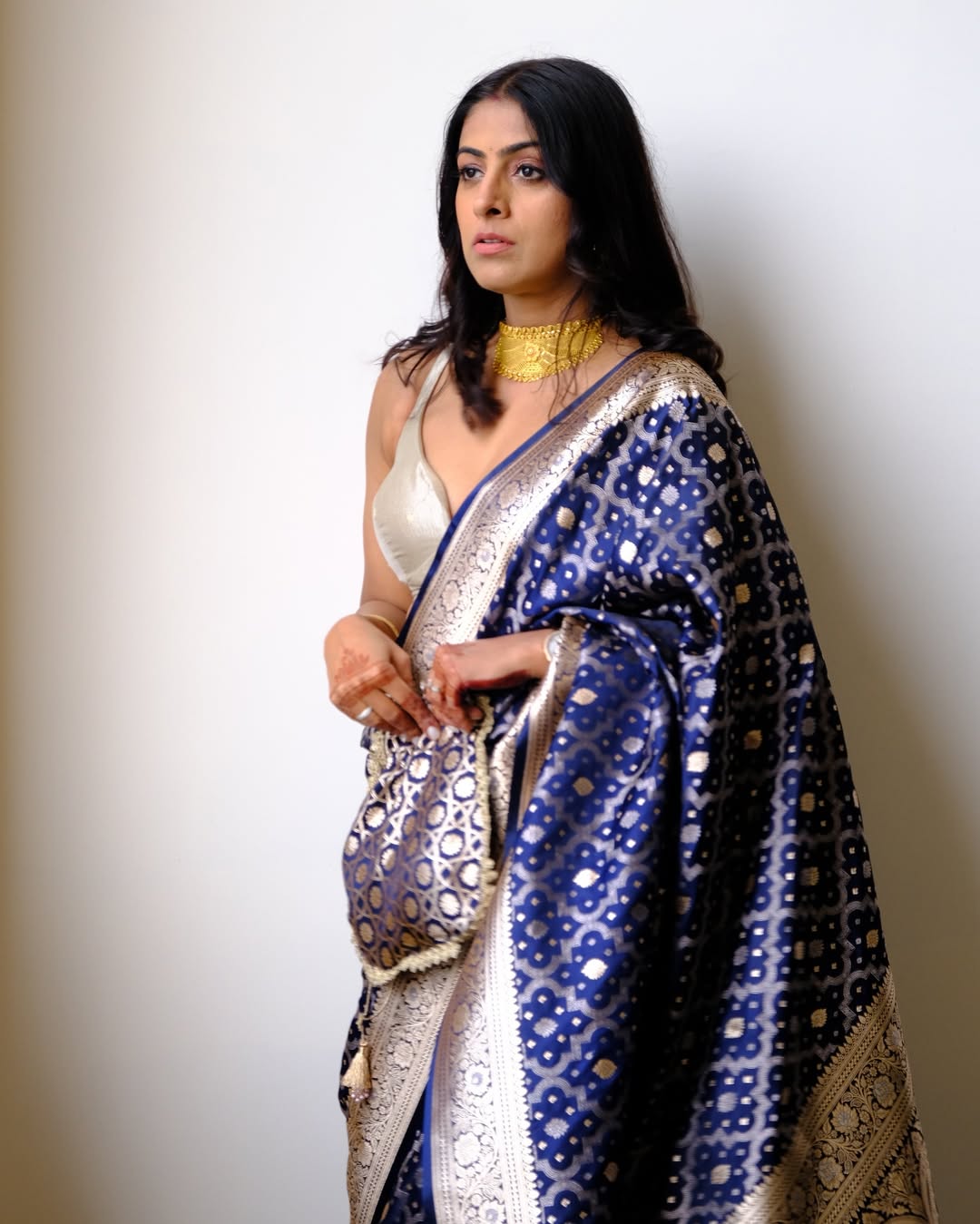 Cerulean Blue Woven Banarasi Saree