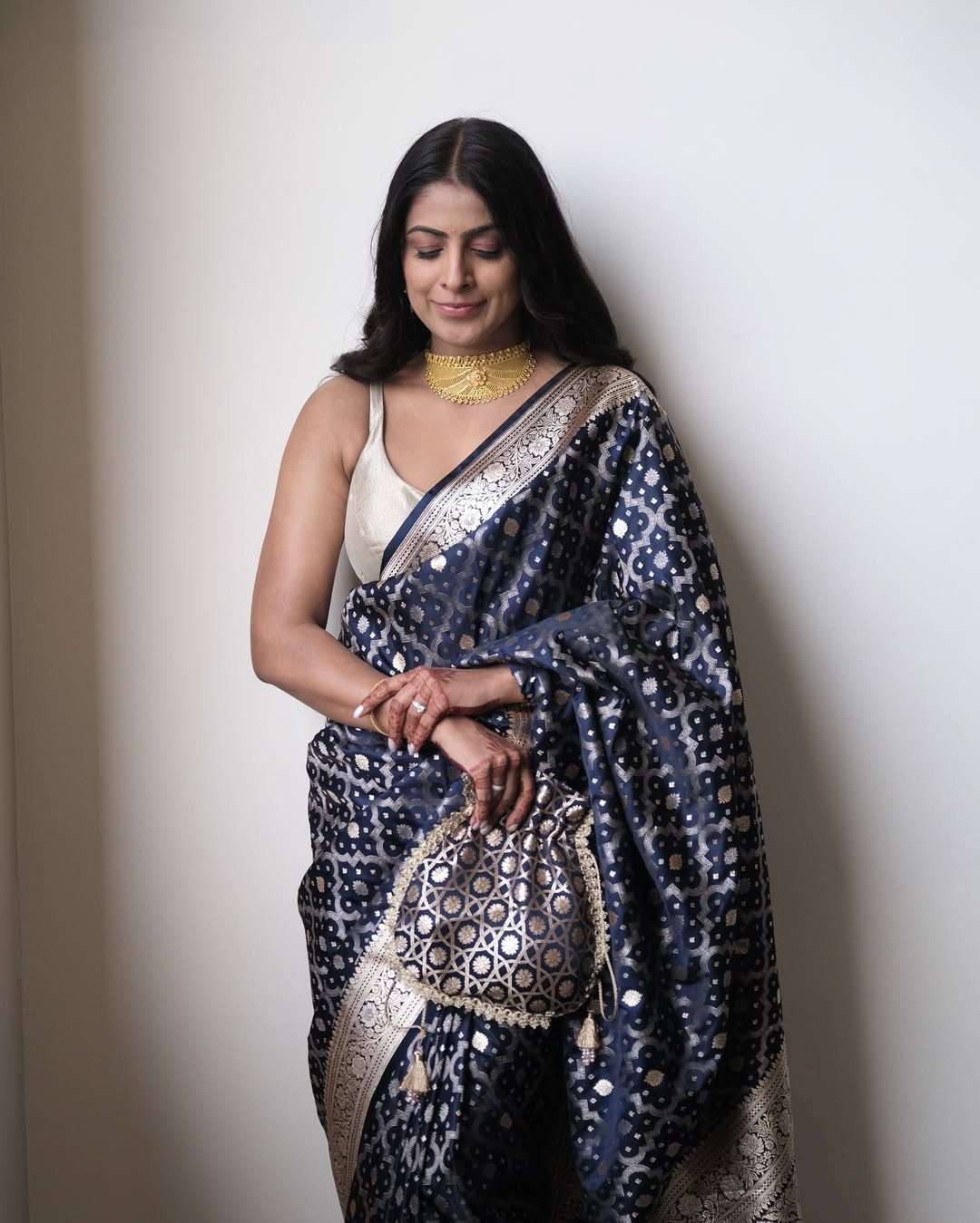 Cerulean Blue Woven Banarasi Saree