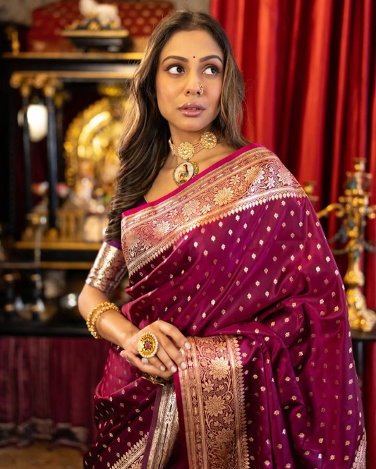Ostentatious Purple Woven Banarasi Saree