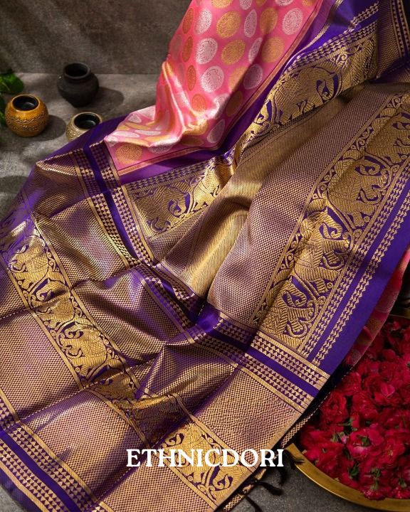 Flaming Pink Woven Banarasi Saree