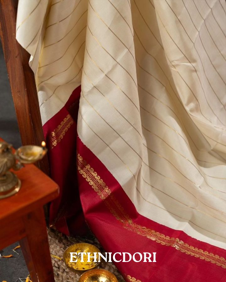 Creamy White Woven Banarasi Saree