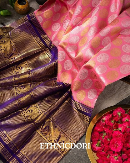 Flaming Pink Woven Banarasi Saree