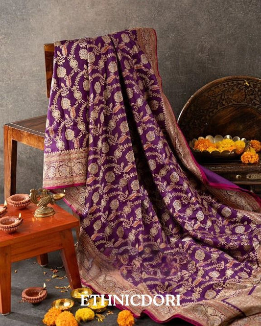 Orchid Purple Woven Banarasi Saree