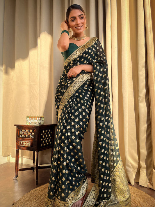 Emerald Green Banarasi Saree