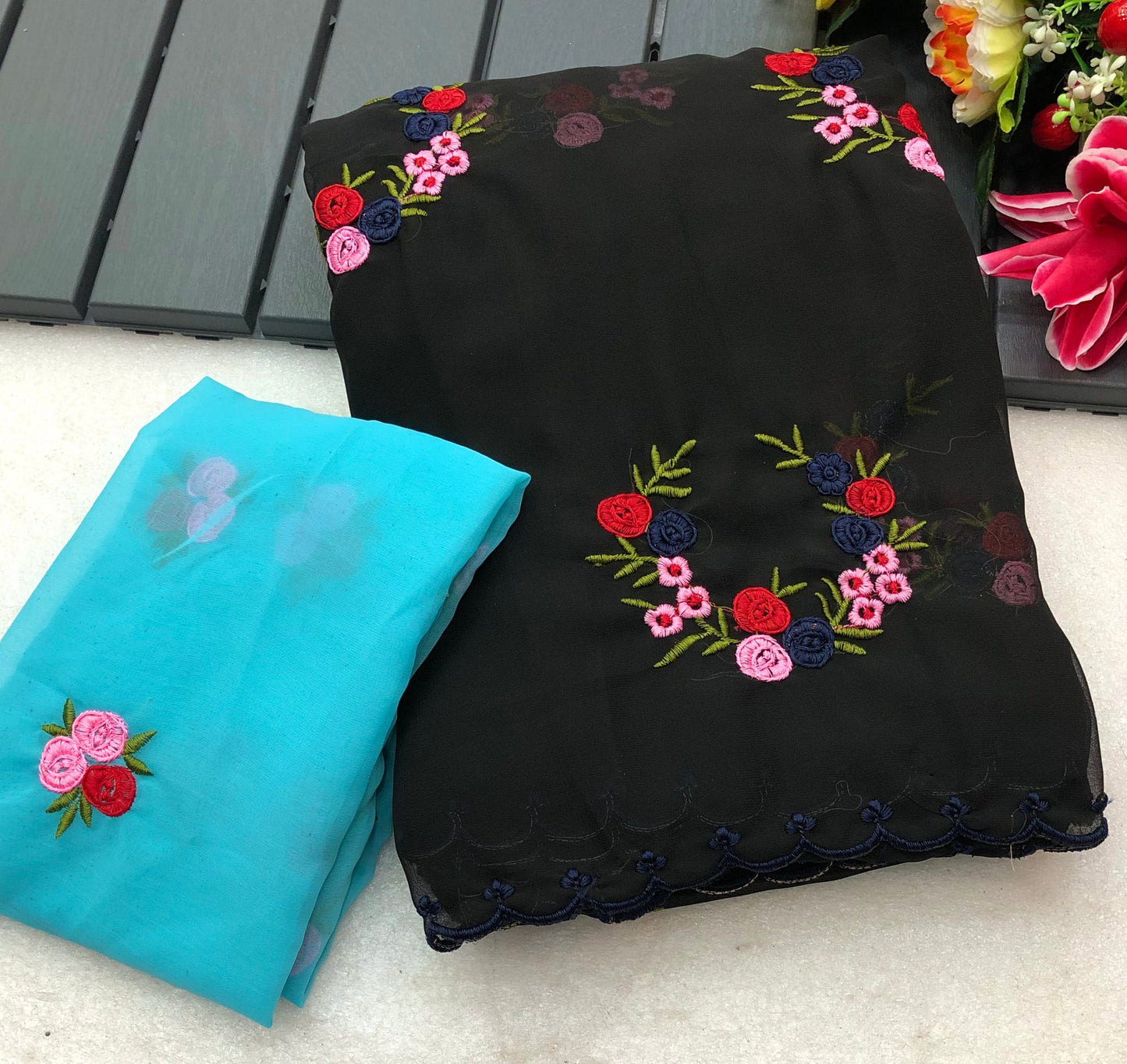 Graceful Georgette Embroidered Elegance