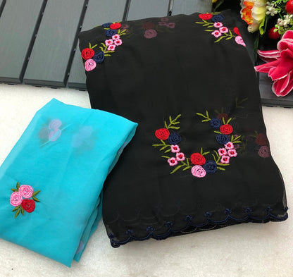 Graceful Georgette Embroidered Elegance