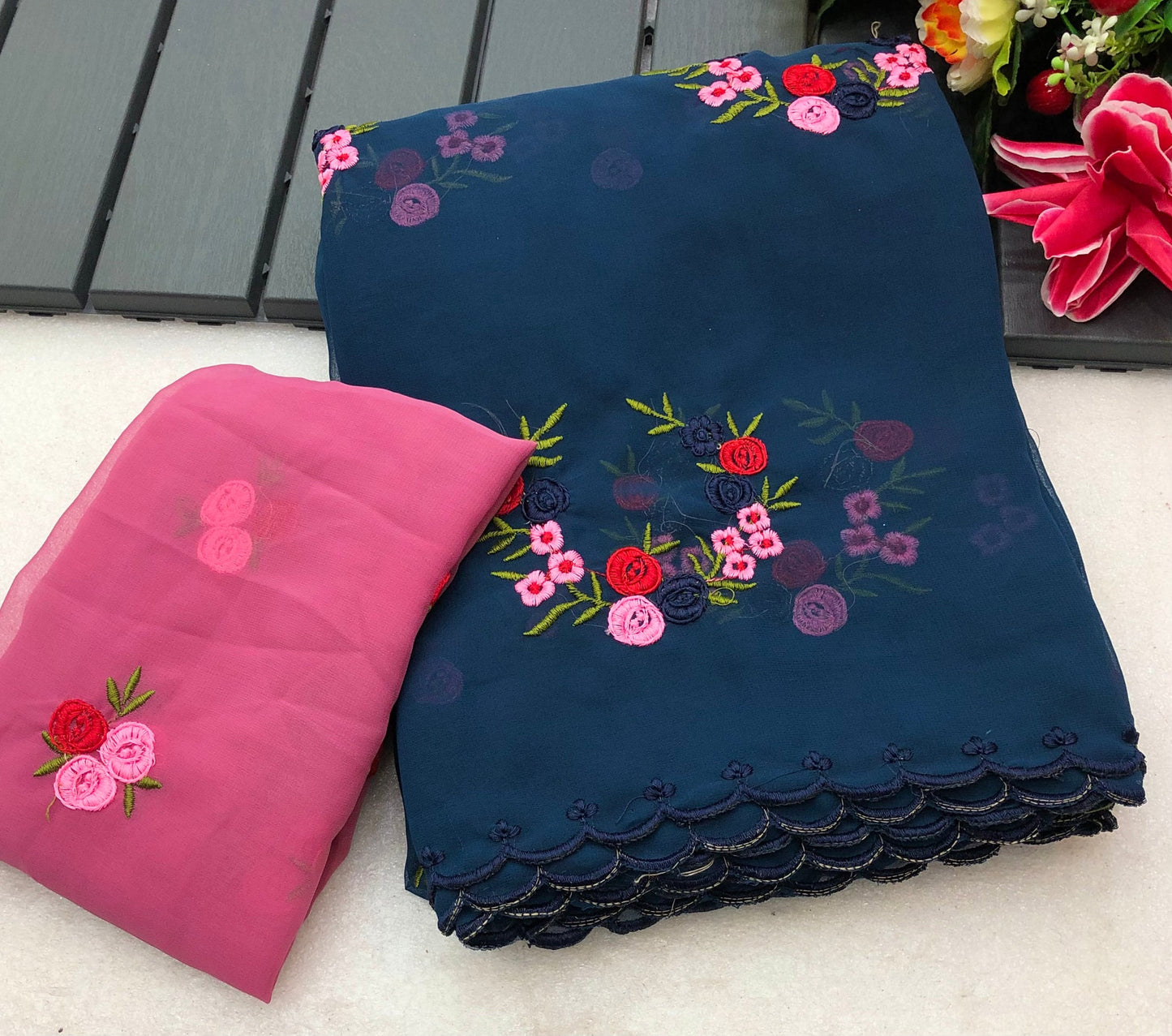 Graceful Georgette Embroidered Elegance
