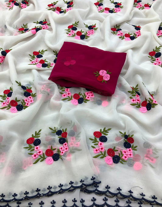 Graceful Georgette Embroidered Elegance