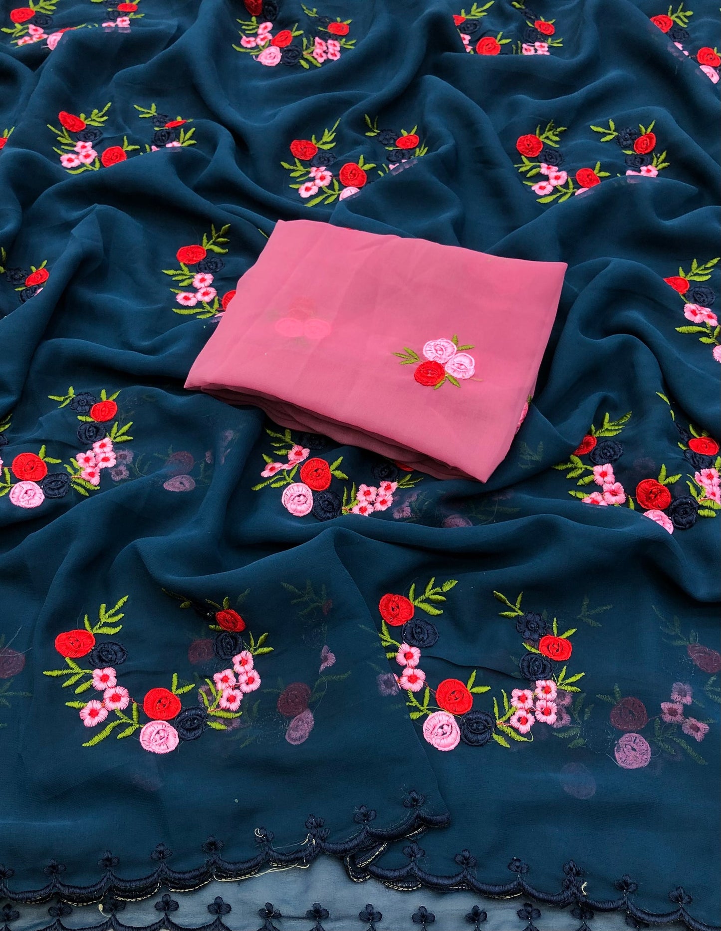 Graceful Georgette Embroidered Elegance