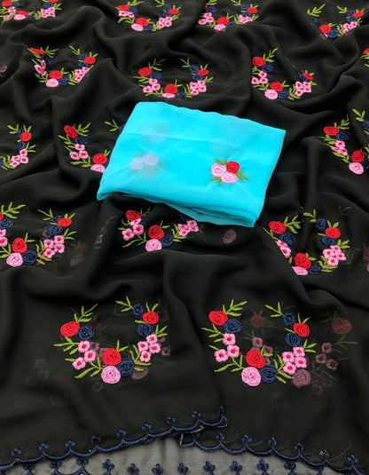 Graceful Georgette Embroidered Elegance