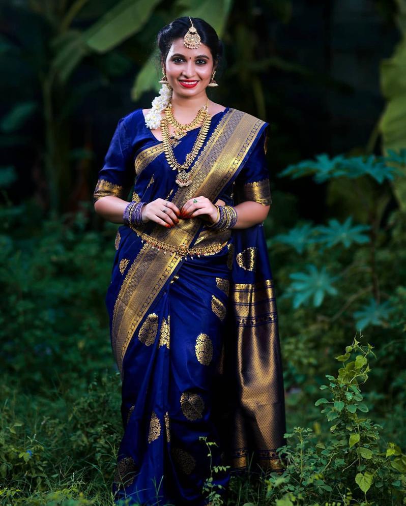 Cerulean Blue Banarasi Silk Saree