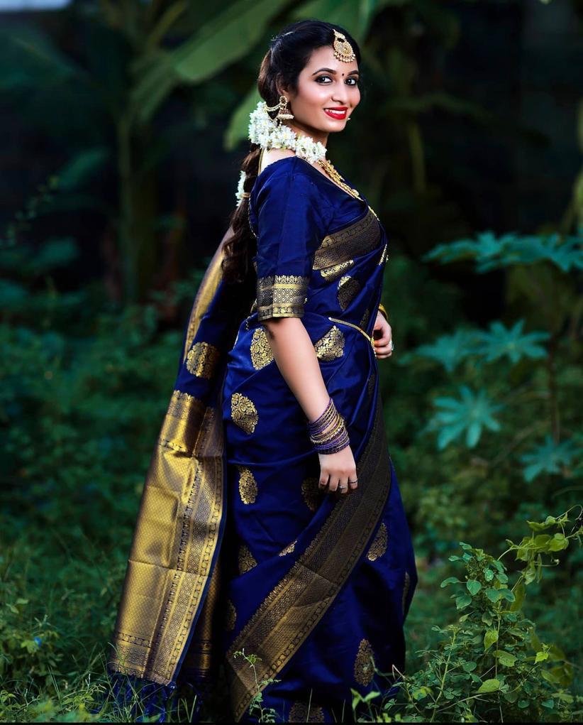 Cerulean Blue Banarasi Silk Saree