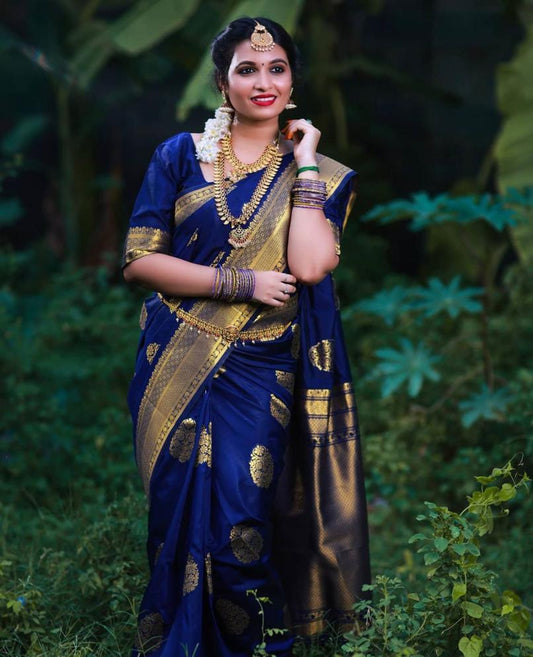 Cerulean Blue Banarasi Silk Saree