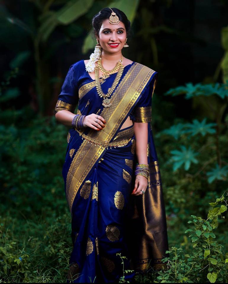 Cerulean Blue Banarasi Silk Saree