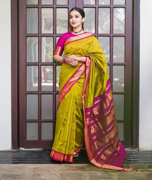 Catsup Mustard Banarasi Silk Saree