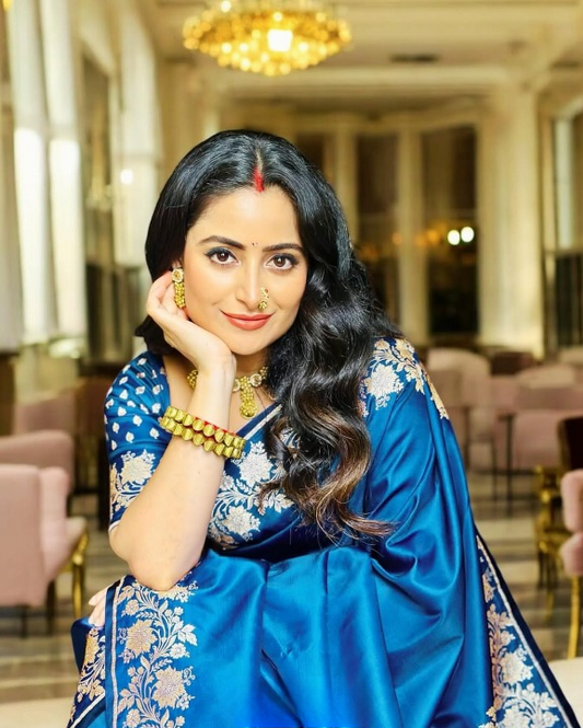 Churlish Blue Woven Banarasi Saree