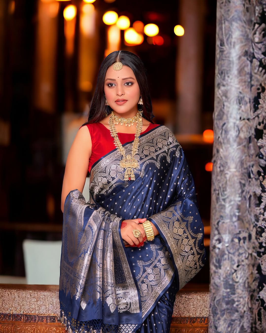 Royal Blue Woven Banarasi Saree
