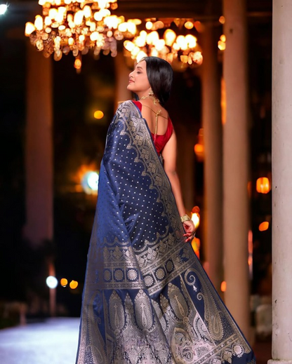 Royal Blue Woven Banarasi Saree
