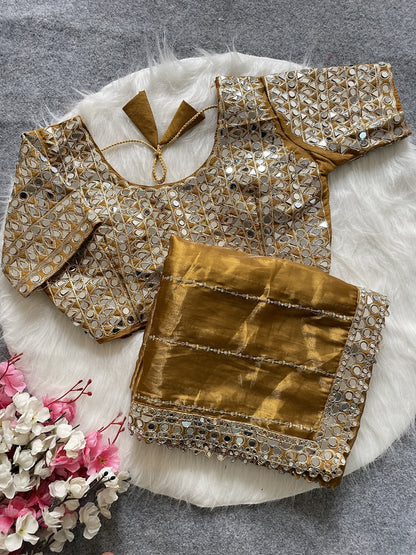 Leucous Golden Sequnece With Mirror Work