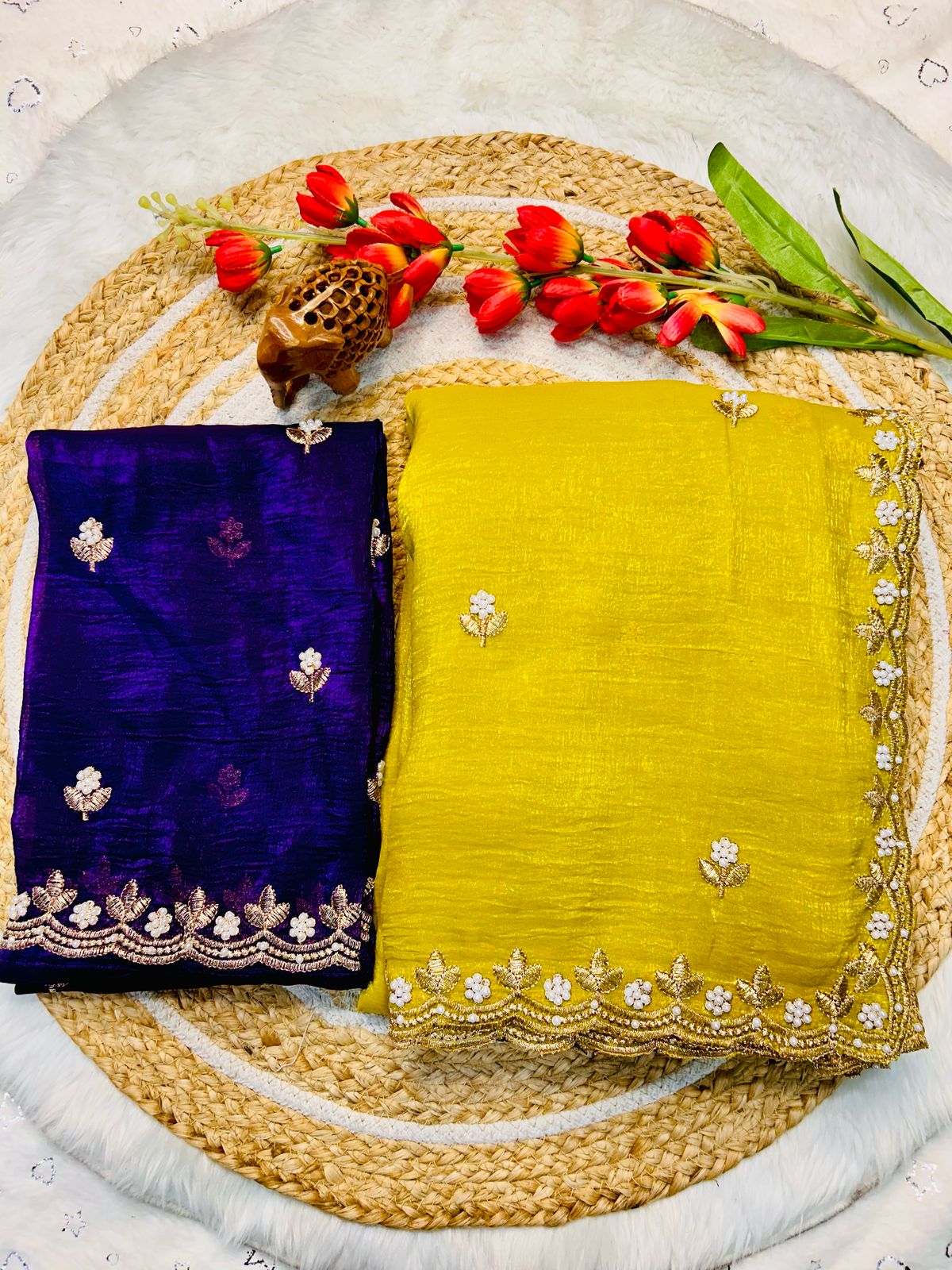 Tailoring Embroidery And Moti Work Saree
