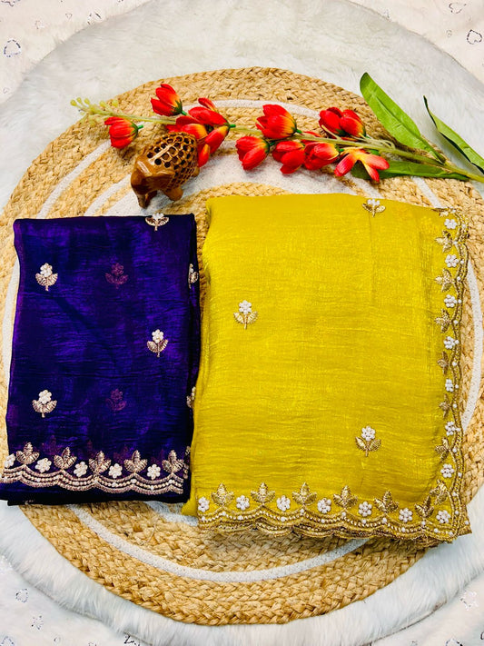 Tailoring Embroidery And Moti Work Saree
