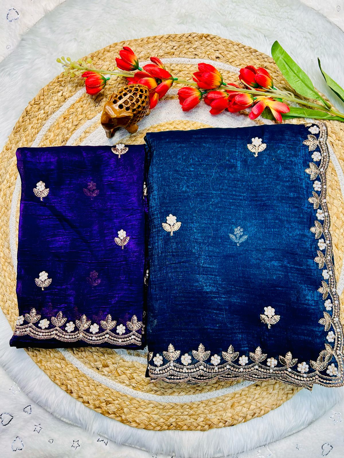 Tailoring Embroidery And Moti Work Saree