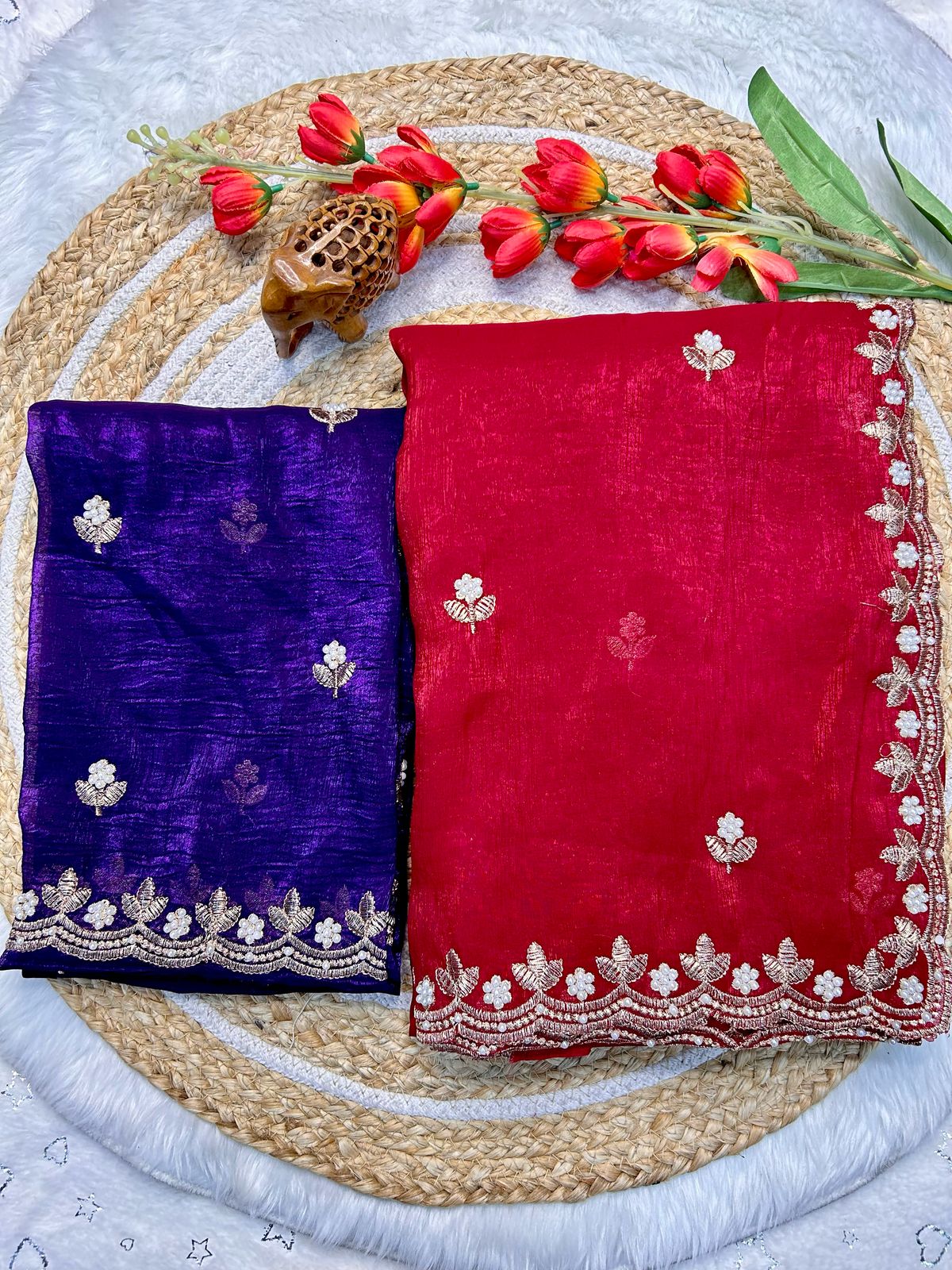 Tailoring Embroidery And Moti Work Saree