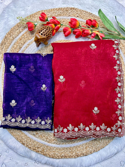 Tailoring Embroidery And Moti Work Saree