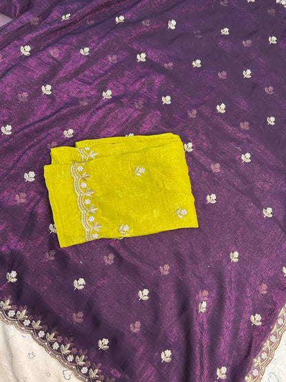 Tailoring Embroidery And Moti Work Saree