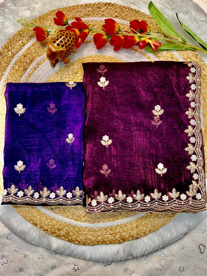 Tailoring Embroidery And Moti Work Saree