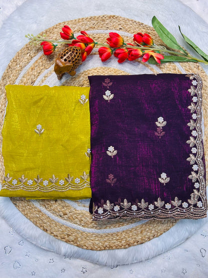 Tailoring Embroidery And Moti Work Saree