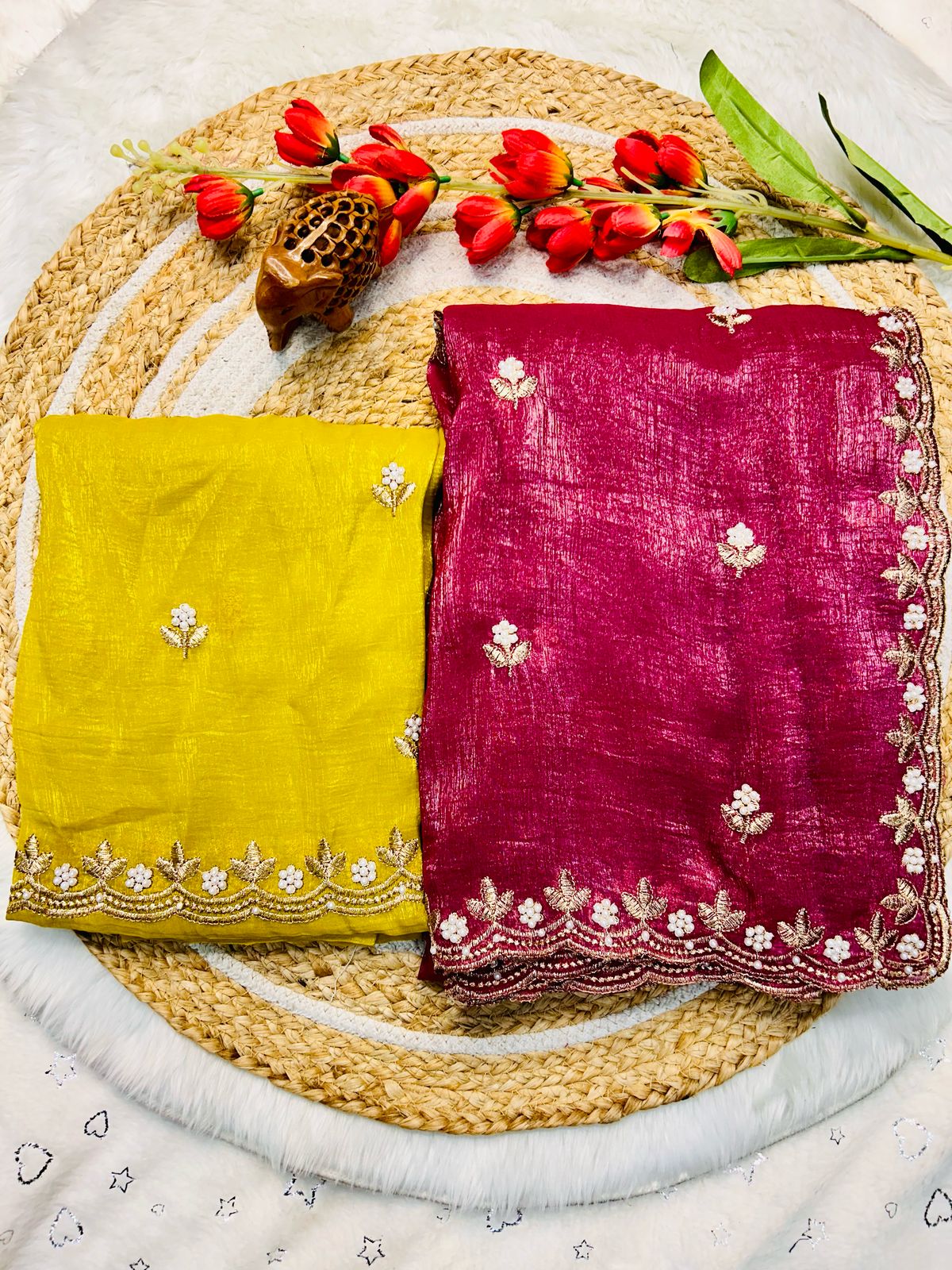 Tailoring Embroidery And Moti Work Saree