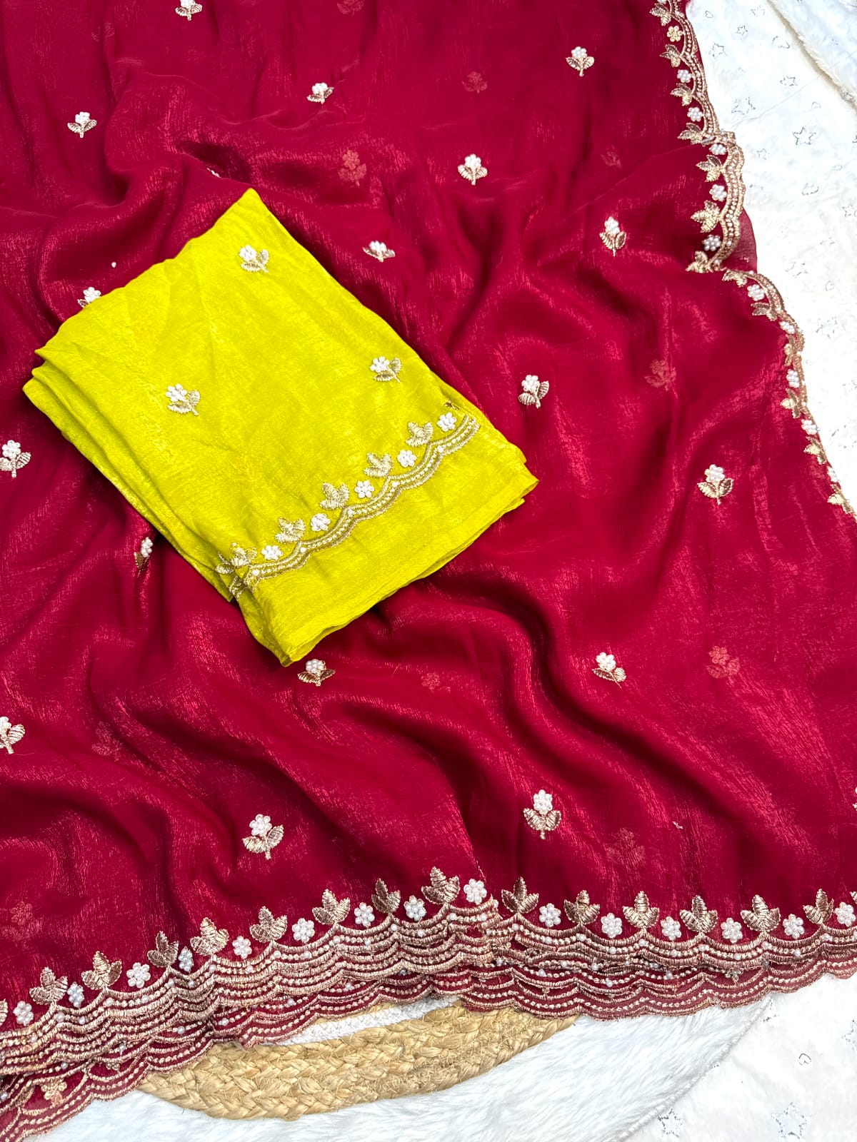 Tailoring Embroidery And Moti Work Saree