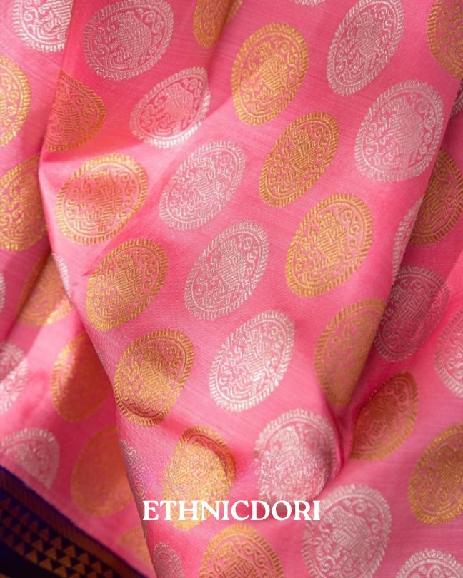 Flaming Pink Woven Banarasi Saree