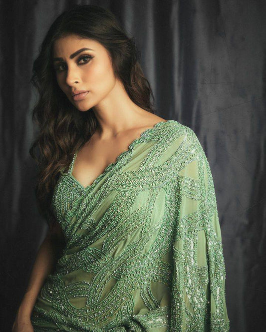 Vigorous Green Embroidery Saree