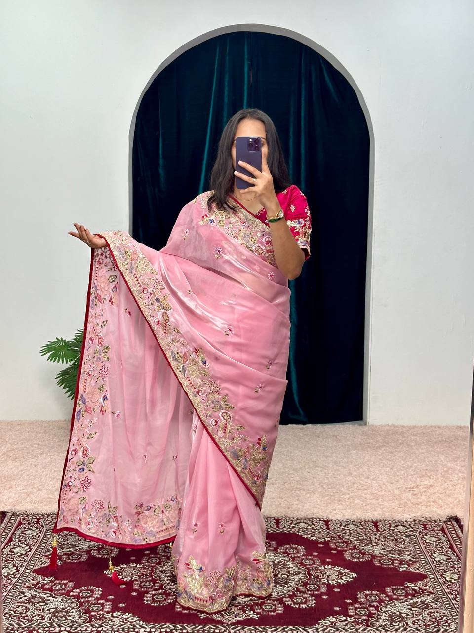 Cotton Thread and Embroidery Work Saree