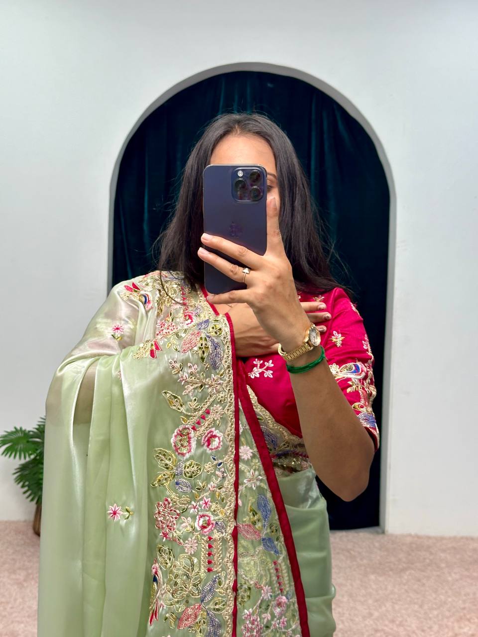 Cotton Thread and Embroidery Work Saree