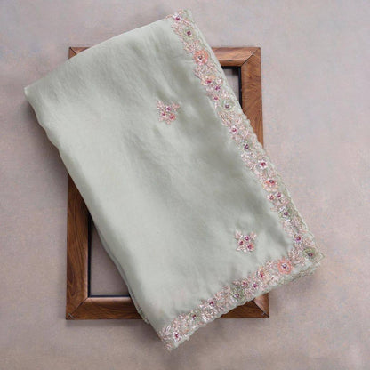 Feracious Green Embroidery Saree